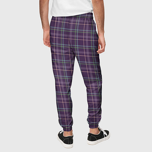 Мужские брюки Джентльмены Шотландка темно-фиолетовая / 3D-принт – фото 4