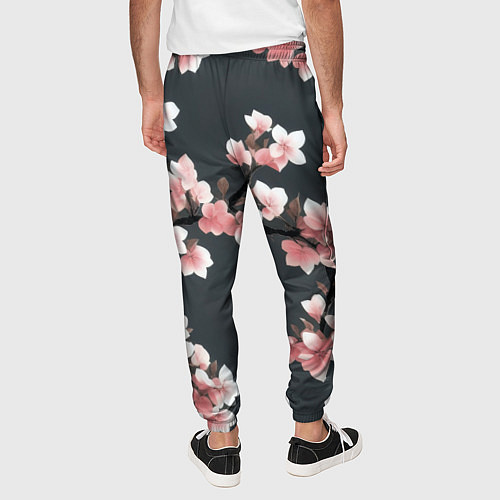Мужские брюки Цветущее дерево на темном фоне / 3D-принт – фото 4