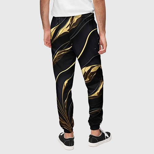 Мужские брюки Золотой орнамент на черном / 3D-принт – фото 4