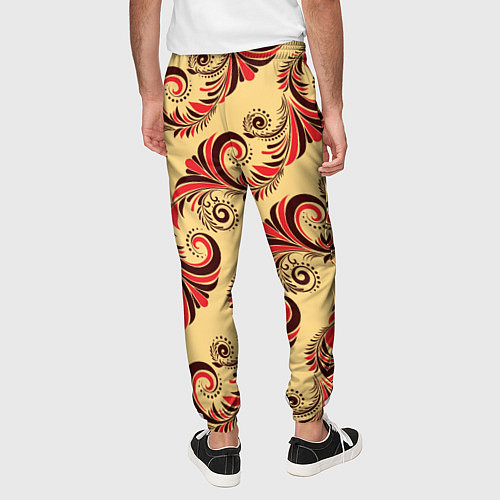 Мужские брюки Винтажный растительный орнамент / 3D-принт – фото 4