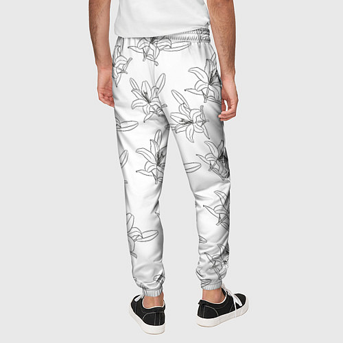 Мужские брюки Лилия цветочный паттерн / 3D-принт – фото 4