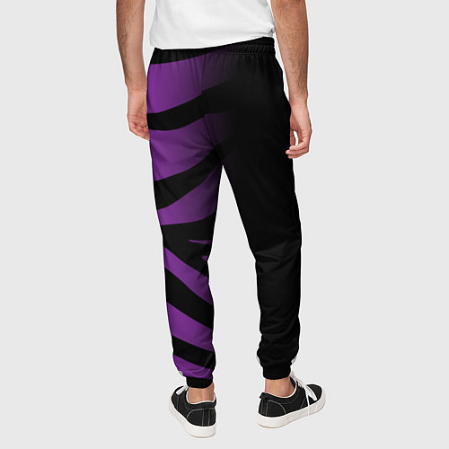 Мужские брюки Фиолетовый с черными полосками зебры / 3D-принт – фото 4