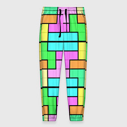 Брюки на резинке мужские Стена из блоков тетриса, цвет: 3D-принт