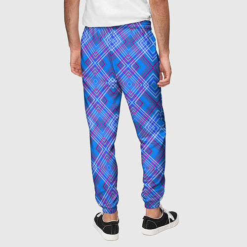 Мужские брюки Геометрический рисунок из розовых линий на синем ф / 3D-принт – фото 4