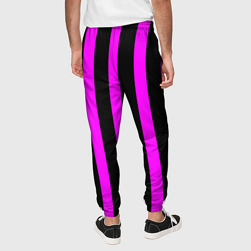 Мужские брюки В полоску черного и фиолетового цвета / 3D-принт – фото 4