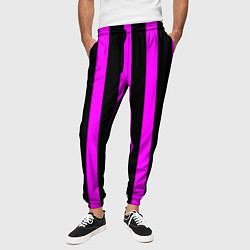 Брюки на резинке мужские В полоску черного и фиолетового цвета, цвет: 3D-принт — фото 2