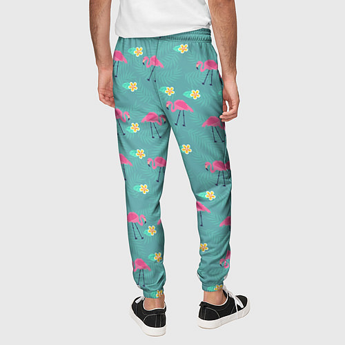 Мужские брюки Летний паттерн с фламинго / 3D-принт – фото 4