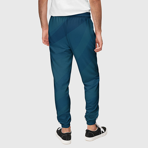 Мужские брюки Сине-зеленый плавные полосы / 3D-принт – фото 4