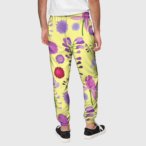Мужские брюки Фиолетовый цветник / 3D-принт – фото 4