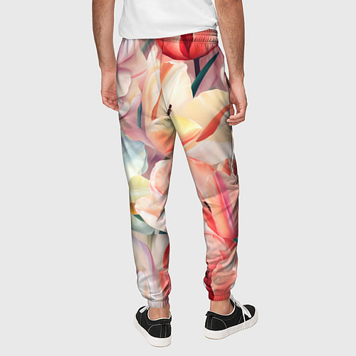 Мужские брюки Разноцветные пастельные тюльпаны - паттерн / 3D-принт – фото 4