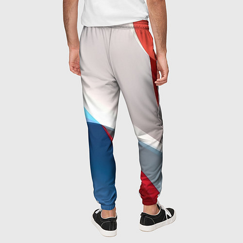 Мужские брюки Абстракция белый синий красный / 3D-принт – фото 4