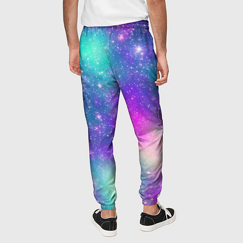 Мужские брюки Яркий розово-голубой космос / 3D-принт – фото 4