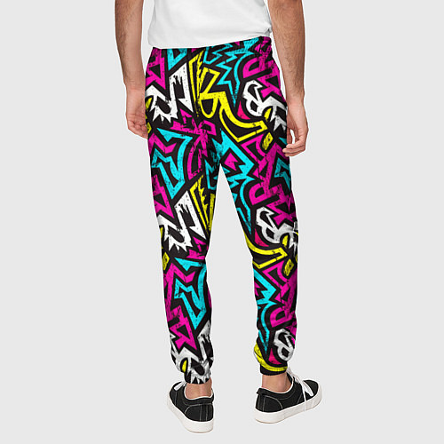 Мужские брюки Цветные зигзаги Colored zigzags / 3D-принт – фото 4