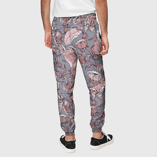 Мужские брюки Нежный цветочный принт, листья / 3D-принт – фото 4