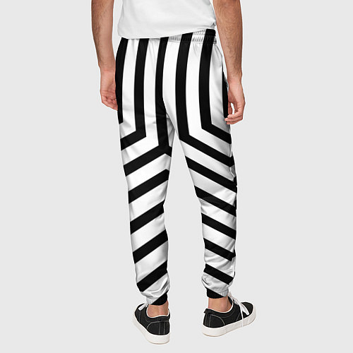 Мужские брюки Черно-белые полосы в узоре / 3D-принт – фото 4