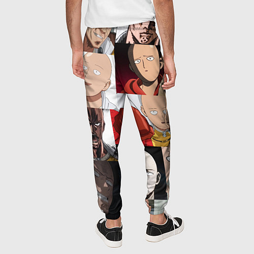 Мужские брюки Saitama - many faces / 3D-принт – фото 4