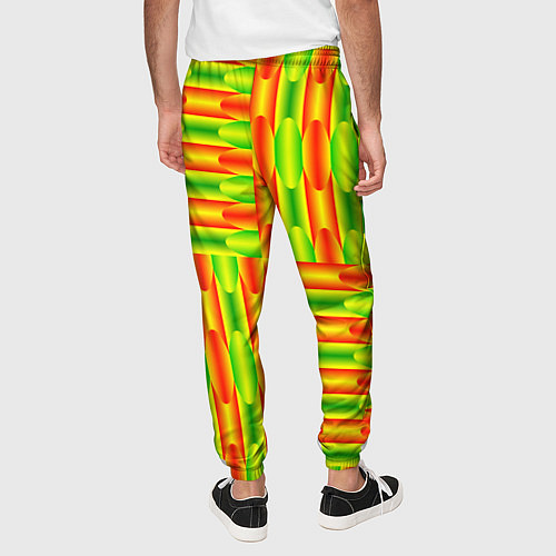 Мужские брюки Паттерн зеленый с оранжевым / 3D-принт – фото 4