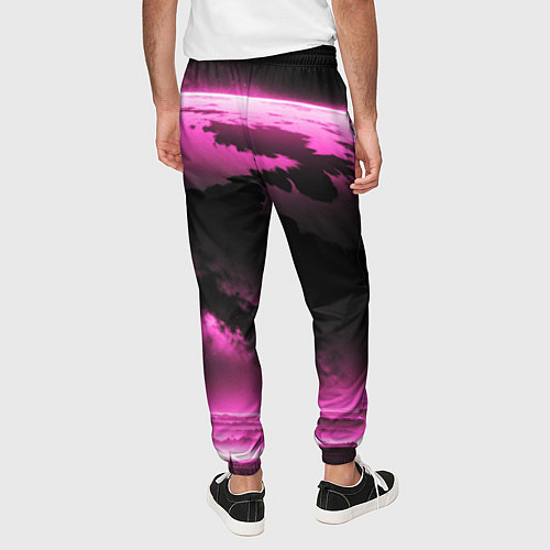 Мужские брюки Сай фай пейзаж в черно розовых тонах / 3D-принт – фото 4