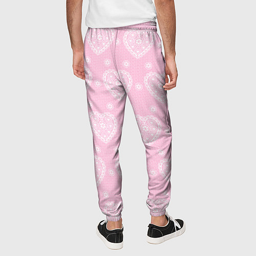Мужские брюки Розовое кружево сердечки / 3D-принт – фото 4
