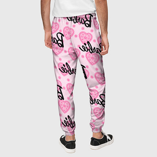 Мужские брюки Логотип Барби и розовое кружево / 3D-принт – фото 4