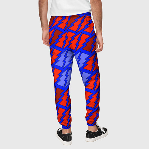 Мужские брюки Ретро молнии красно-синие / 3D-принт – фото 4