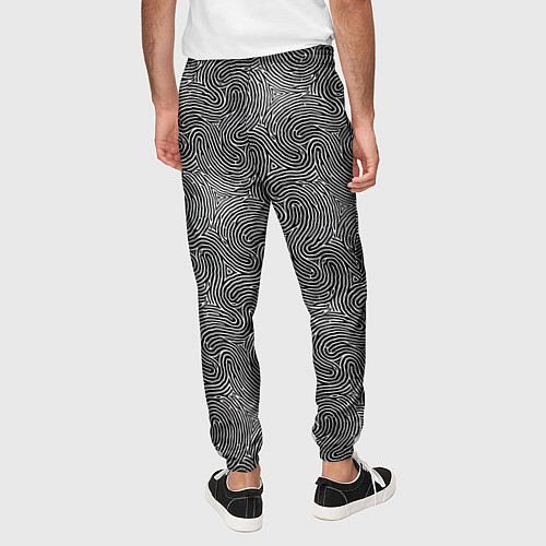 Мужские брюки Узор Черно-белый / 3D-принт – фото 4