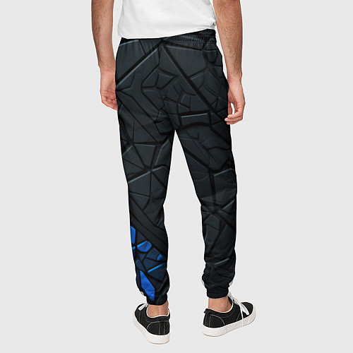 Мужские брюки Черные плиты с синими вставками / 3D-принт – фото 4