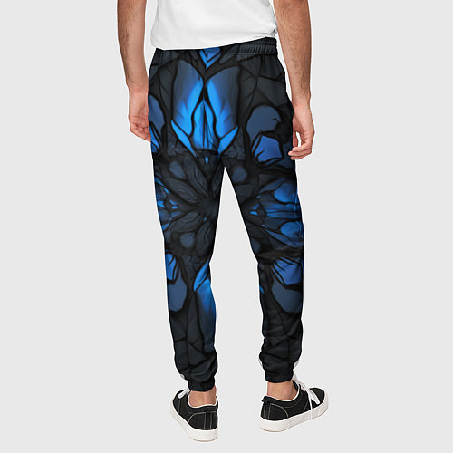 Мужские брюки Синий абстрактный узор на плитах / 3D-принт – фото 4
