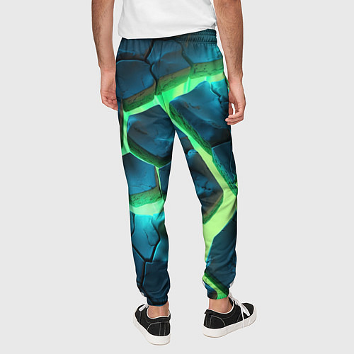 Мужские брюки Ювентус разлом зеленых плит / 3D-принт – фото 4