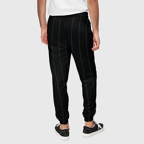 Мужские брюки Чёрно-синий полосатый / 3D-принт – фото 4