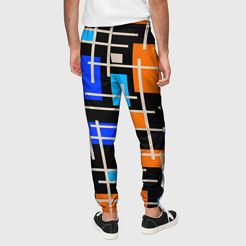 Мужские брюки Разноцветная прямоугольная абстракция / 3D-принт – фото 4