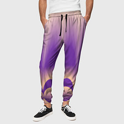 Брюки на резинке мужские Фиолетовый градиент в полоску, цвет: 3D-принт — фото 2