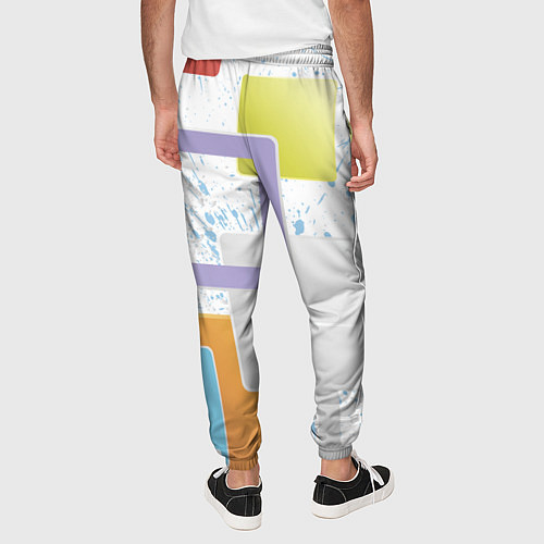 Мужские брюки Абстрактный фон красочные квадраты гранж / 3D-принт – фото 4