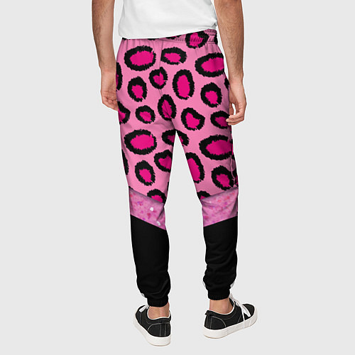 Мужские брюки Розовый леопард и блестки принт / 3D-принт – фото 4