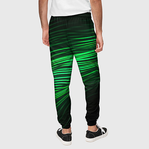 Мужские брюки Green neon lines / 3D-принт – фото 4