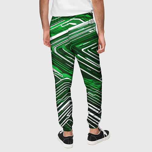 Мужские брюки Кибер линии Зелёный-белый / 3D-принт – фото 4