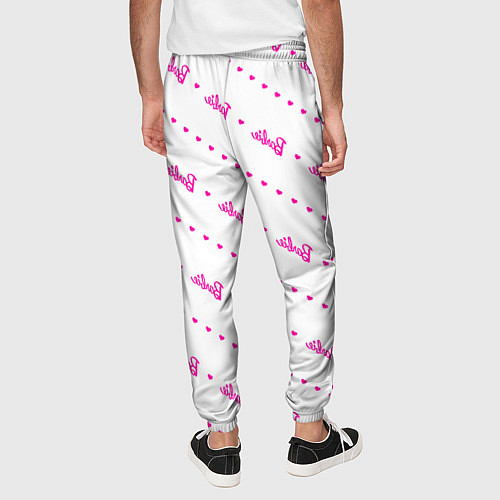 Мужские брюки Барби паттерн - логотип и сердечки / 3D-принт – фото 4
