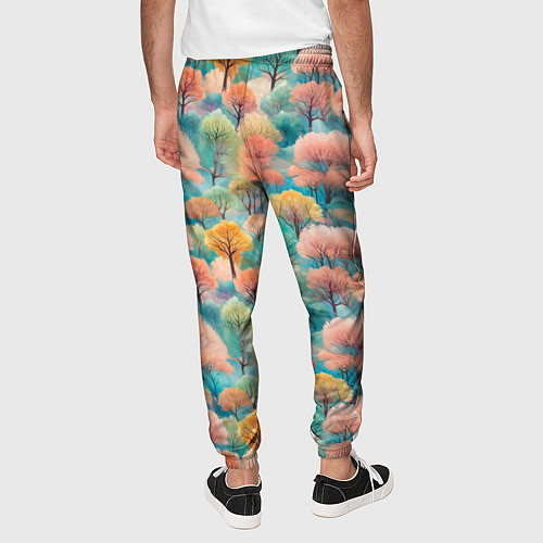 Мужские брюки Деревья разноцветные узор / 3D-принт – фото 4