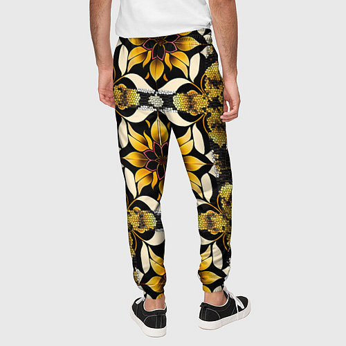 Мужские брюки Витражная лилия узор / 3D-принт – фото 4