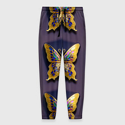 Брюки на резинке мужские Золотая бабочка паттерн, цвет: 3D-принт
