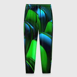 Брюки на резинке мужские Зеленые абстрактные элементы, цвет: 3D-принт