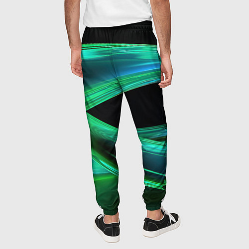 Мужские брюки Green lines abstract / 3D-принт – фото 4