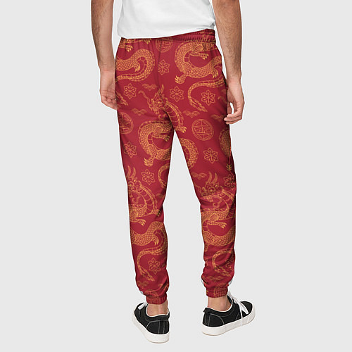 Мужские брюки Dragon red pattern / 3D-принт – фото 4
