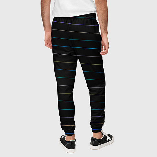 Мужские брюки Разноцветные полосы на чёрном / 3D-принт – фото 4