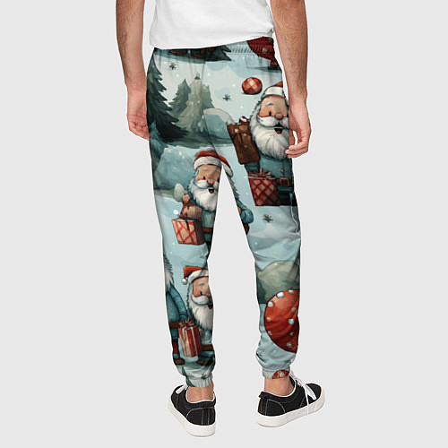 Мужские брюки Рождественский узор с Санта Клаусами / 3D-принт – фото 4