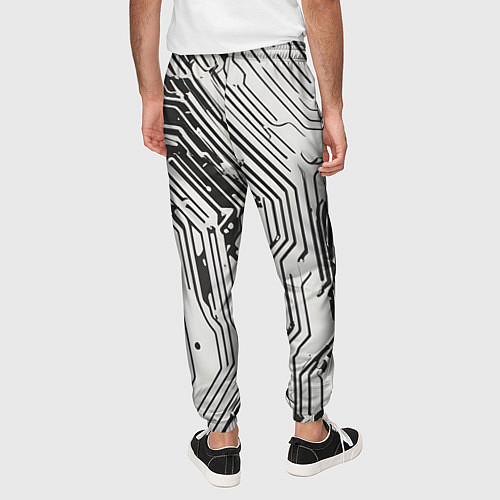 Мужские брюки Белые полосы на чёрном фоне / 3D-принт – фото 4