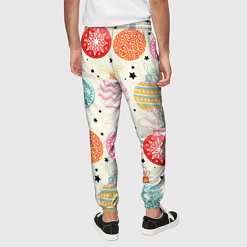 Мужские брюки Разноцветные новогодние шары / 3D-принт – фото 4