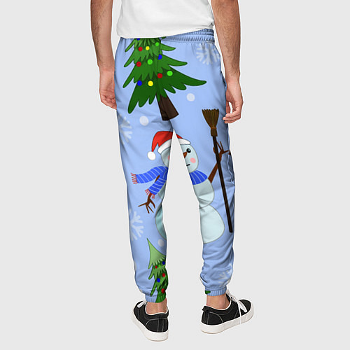 Мужские брюки Снеговики с новогодними елками паттерн / 3D-принт – фото 4