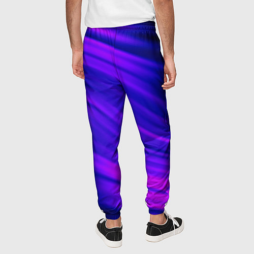Мужские брюки Волнистый абстрактный узор в синих и малиновых тон / 3D-принт – фото 4