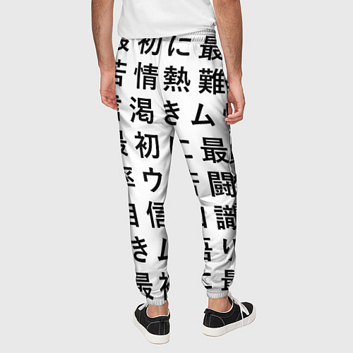 Мужские брюки Сто иероглифов на белом фоне / 3D-принт – фото 4